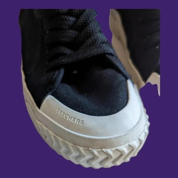 Skechers women's Street Trax Canvas Hi-Tread Casual Sneakers  size 8 blk/wht - Picture 10 of 12